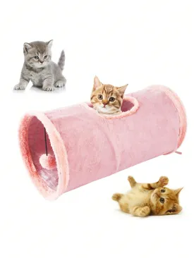 1pc Foldable Pom Pom Decor Cat Tunnel For Cat For Play