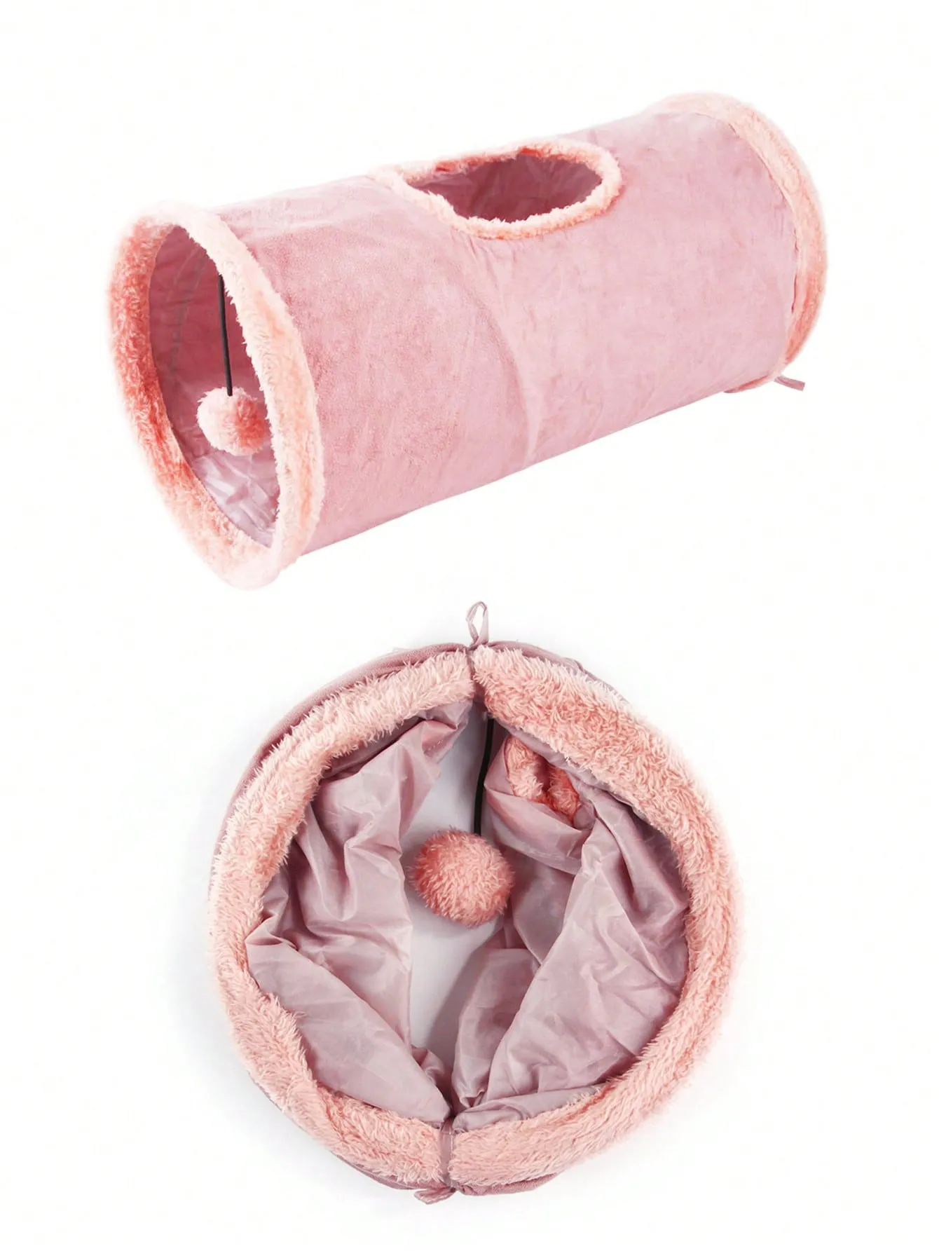 1pc Foldable Pom Pom Decor Cat Tunnel For Cat For Play