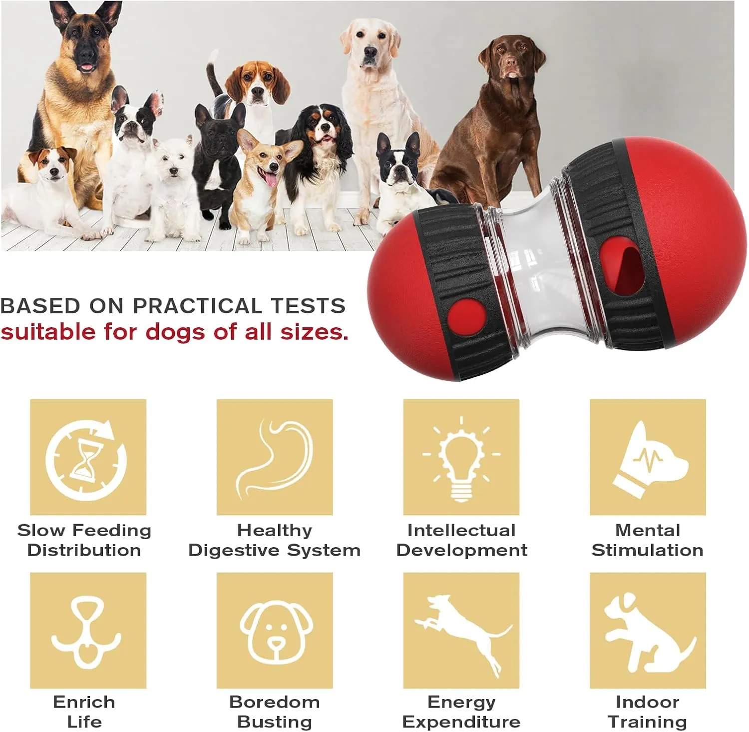 2Pack Dog Food Dispenser Puzzle Toys Adjustable Treat Dispensing Ball Slow Feeder Bowls Puppy Enrichment Toy Ball Dog Interactive Chase Training Toys Pet Gift for Small Medium Large Dogs