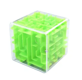 2Pcs green 3D Maze Rolling Ball Magic Cube , Transparent Six Sided Puzzle Toy AZ1415