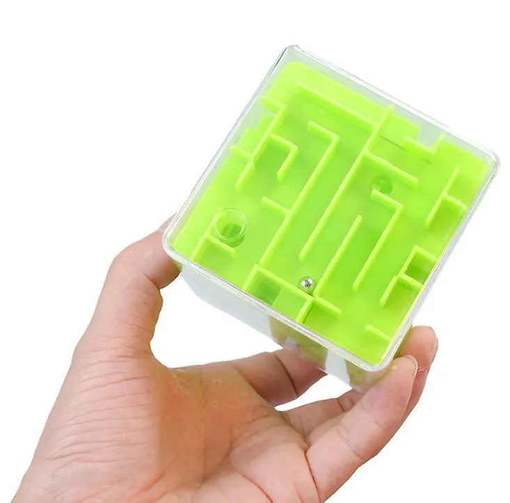 2Pcs pink 3D Maze Rolling Ball Magic Cube , Transparent Six Sided Puzzle Toy AZ1416