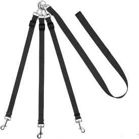 3 Dog Leash No TangleAsinpaDouble Dog Leash for Two DogsTriple Dog Leash, Adjustable, Durable Nylon, 360 Swivel No Tangle Climbing Rope Removable Pet Traction Rope (Black, 144cm-170cm)