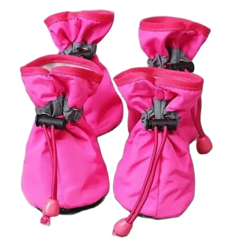 4pcs/set Waterproof Pet Dog Shoes  Anti-slip Rain Boots