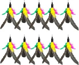 AcceLeah Cat Toy Replacement Feathers Cat Toy Wand Refills, Natural Bird Feathers Refill, Cat Feather Toy Replacement for Cat Wand (10Pcs (Taupe))