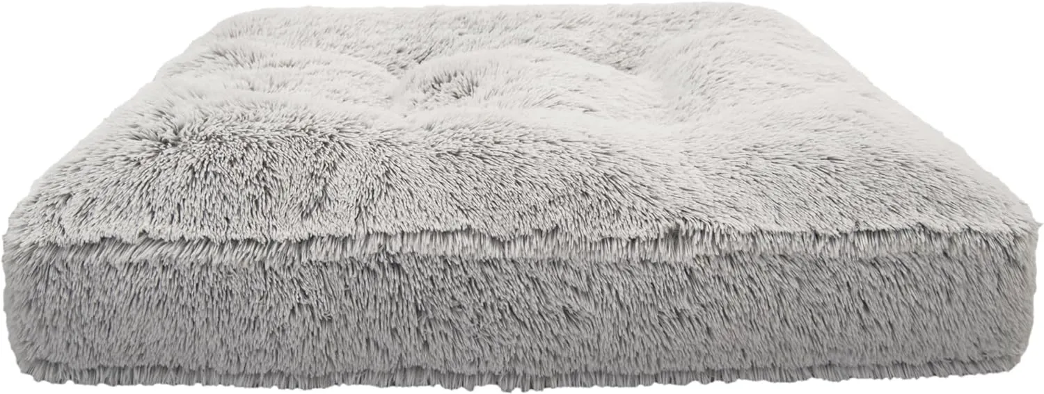 Bessie and Barnie Rectangle Dog Bed - Extra Plush Faux Fur Dog Bean Bag Bed - Fluffy Dog Beds for Large Dogs - Waterproof Lining and Removable Washable Cover - Multiple Sizes & Colors Available