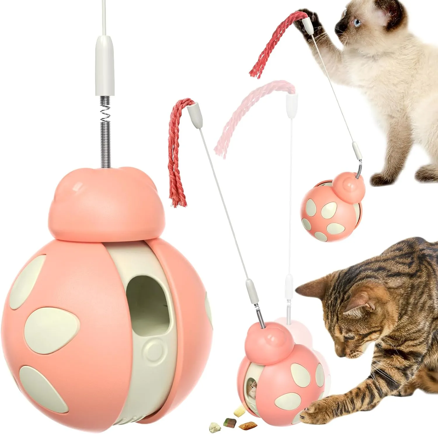 Cat Interactive Chase Toys for Indoor Cats Kitten Teaser Wand Tumbler Cat Treat Puzzle Entertainment Toy Kitty Food Feeder Weight Loss Exercise Balls Pet Supplies for Boredom Birthday Gift