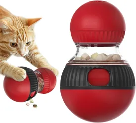 Cat Interactive Toys with Squeaky Sound for Indoor Cats Tracking Rolling Ball Adjustable Kitten Treat Dispensing Food Dispenser Slow Feeder Kitty Puzzle Toy Pet Supplies Birthday Gift