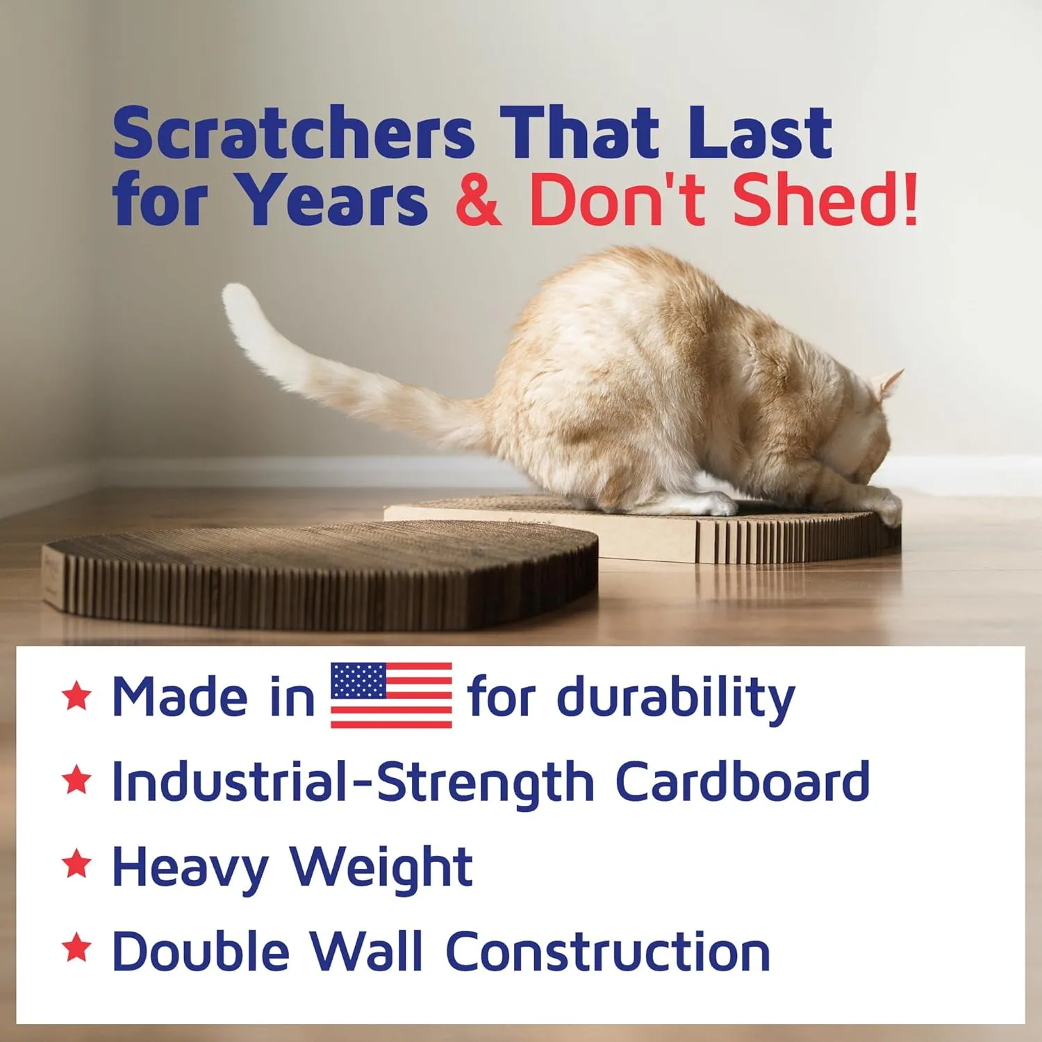 Cat Scratcher by Americat  Made in USA Cardboard Scratching Pad & Lounger  X Large, 2-Sided, Heavy, No-Shedding, Long-Lasting (Cat)