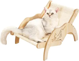 Cat Sisal Chair, Cat Hammock Chair Rocking Chair for Cats Adjustable Wooden Cat Scratcher Cat Swings for Indoor Cats