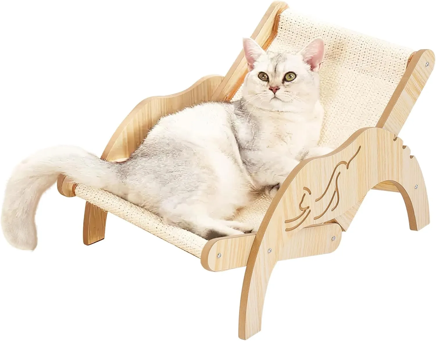 Cat Sisal Chair, Cat Hammock Chair Rocking Chair for Cats Adjustable Wooden Cat Scratcher Cat Swings for Indoor Cats