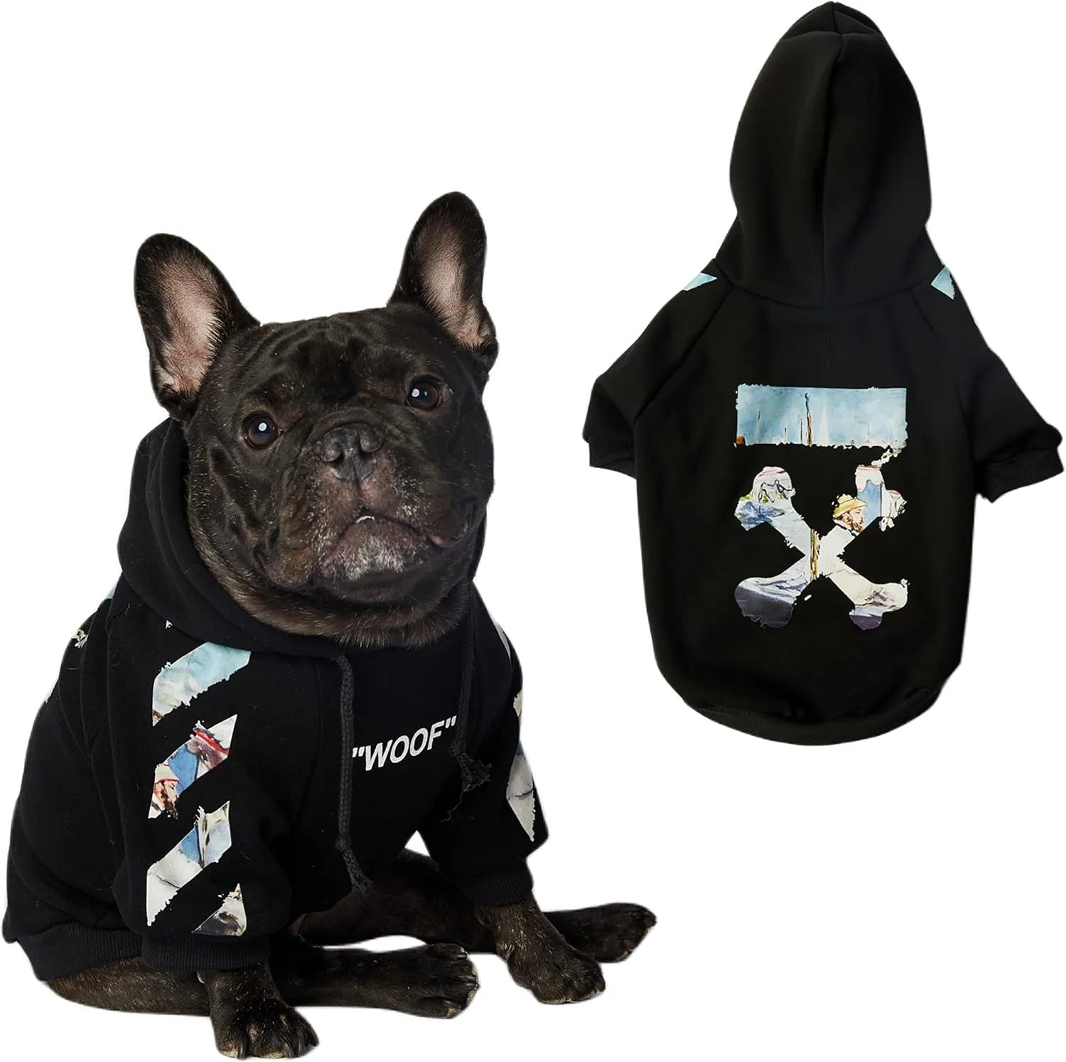 ChoChoCho Woof Dog Hoodie, Designer Dog Hoodies for Small Medium Large Breeds, Art Collection Dog Sweatshirts, Street Drawstring Hoodies Outfit Clothes for Puppy Puppies (S, Monet Painting)