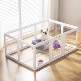 Clear Acrylic Dog Playpen Indoor, Puppy Cat Small Pet Play Pen, Pet Cat Foldable Playpen for Rabbits, Dog Fence Crate Kennel Whelping Cage (White, 10 Panel)