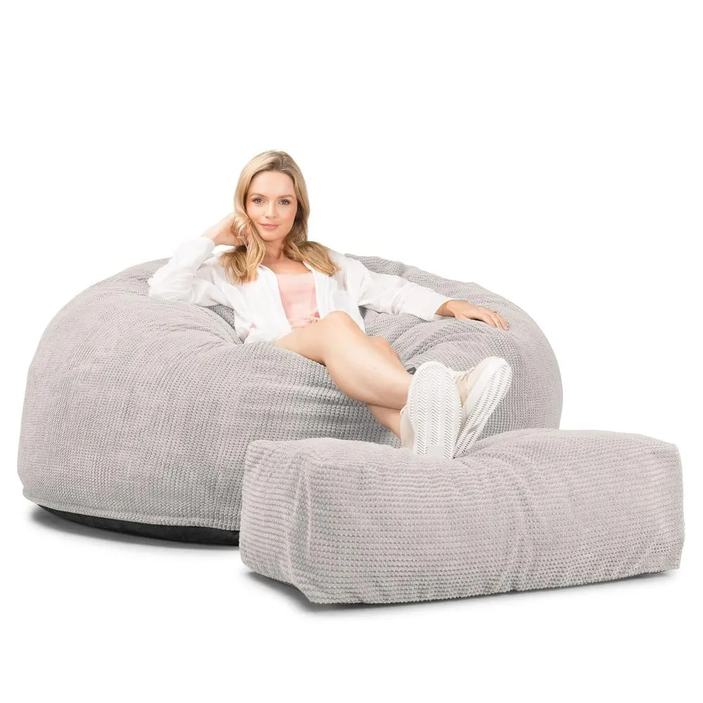 CloudSac 1010 XXL Giant Memory Foam Bean Bag Sofa - Pom Pom Ivory