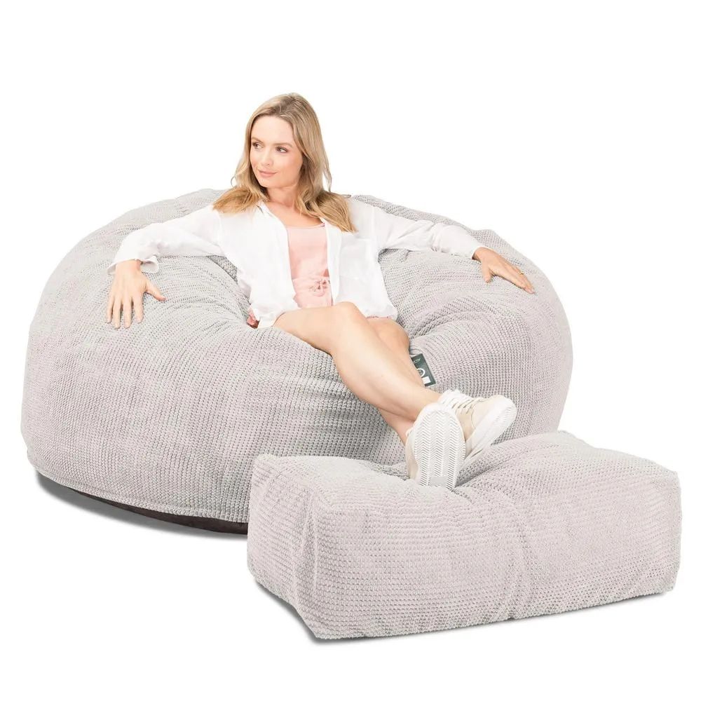 CloudSac 1010 XXL Giant Memory Foam Bean Bag Sofa - Pom Pom Ivory