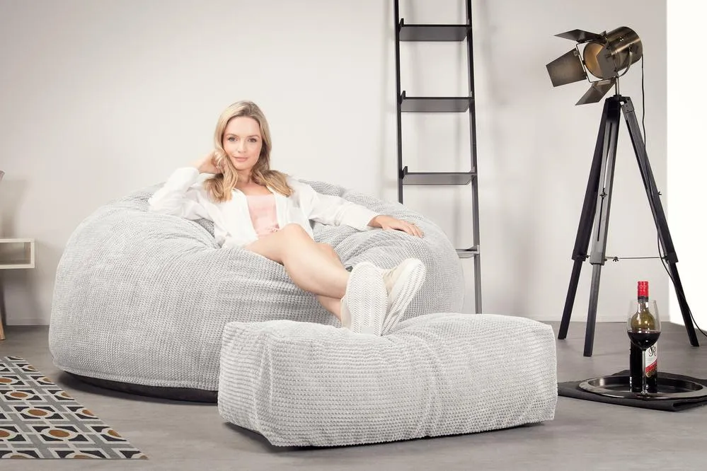 CloudSac 1010 XXL Giant Memory Foam Bean Bag Sofa - Pom Pom Ivory