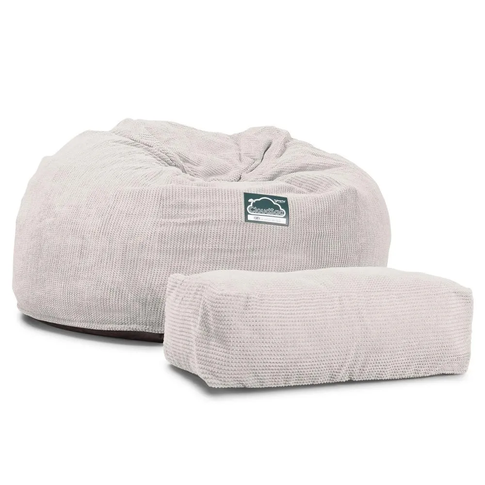 CloudSac 1010 XXL Giant Memory Foam Bean Bag Sofa - Pom Pom Ivory