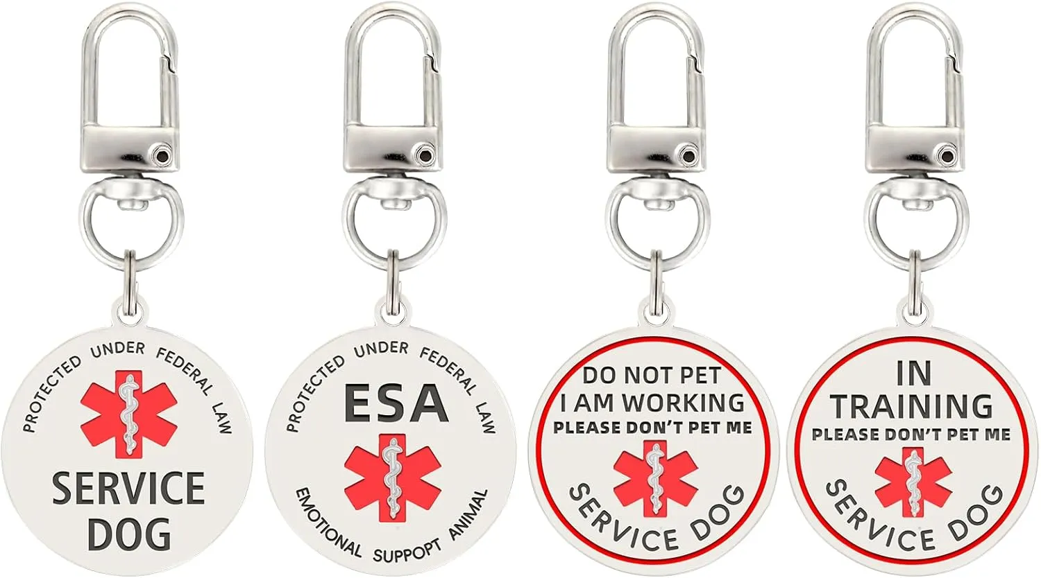 Do Not Pet Service Dog ID Tag, Double Side Engraved Medical Alert Symbol Easily Attach to Collar, Harness (Small-0.98 inch)