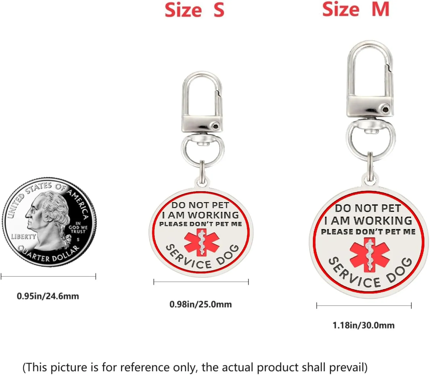 Do Not Pet Service Dog ID Tag, Double Side Engraved Medical Alert Symbol Easily Attach to Collar, Harness (Small-0.98 inch)