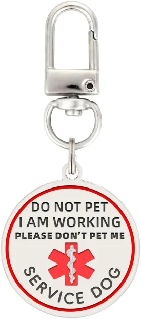 Do Not Pet Service Dog ID Tag, Double Side Engraved Medical Alert Symbol Easily Attach to Collar, Harness (Small-0.98 inch)