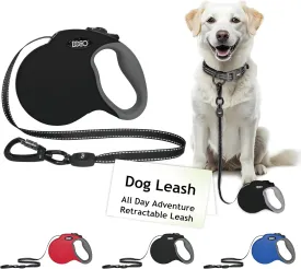 DOCO Retractable Dog Leash for Large Dogs (Length - 16, Weight - Upto 110lb) Reflective Tape Lead with Stop and Lock Control, Tangle Free 360 Swivel Snap & Anti-Slip Grip (Black, Large)