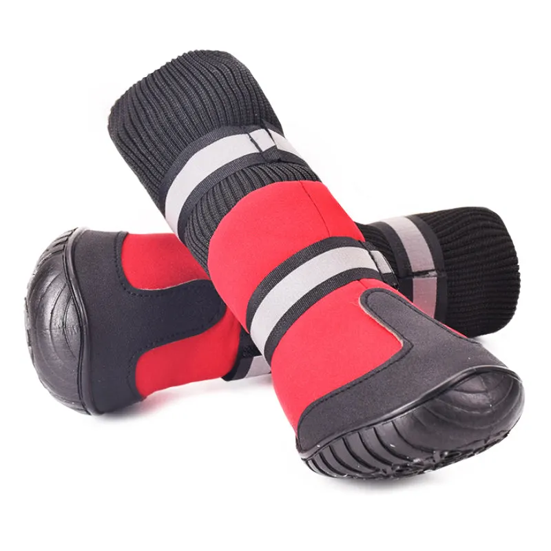 Dog Shoes WaterProof Rain Boots Socks Non-slip Rubber Shoes Red M- XL