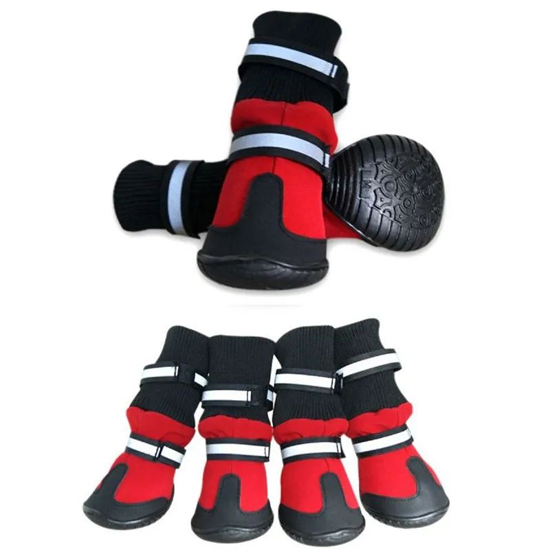 Dog Shoes WaterProof Rain Boots Socks Non-slip Rubber Shoes Red M- XL