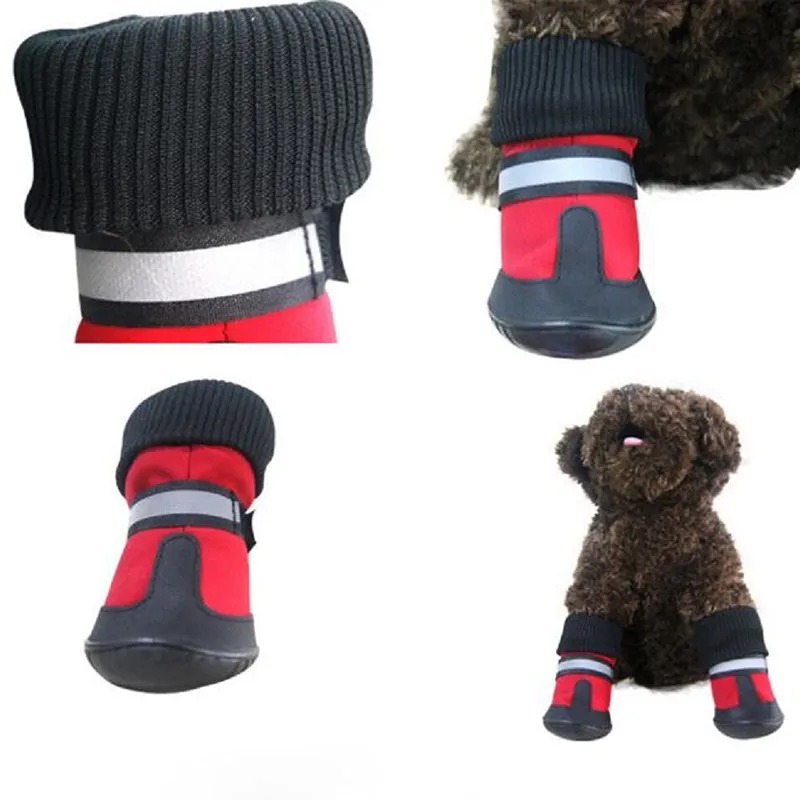 Dog Shoes WaterProof Rain Boots Socks Non-slip Rubber Shoes Red M- XL