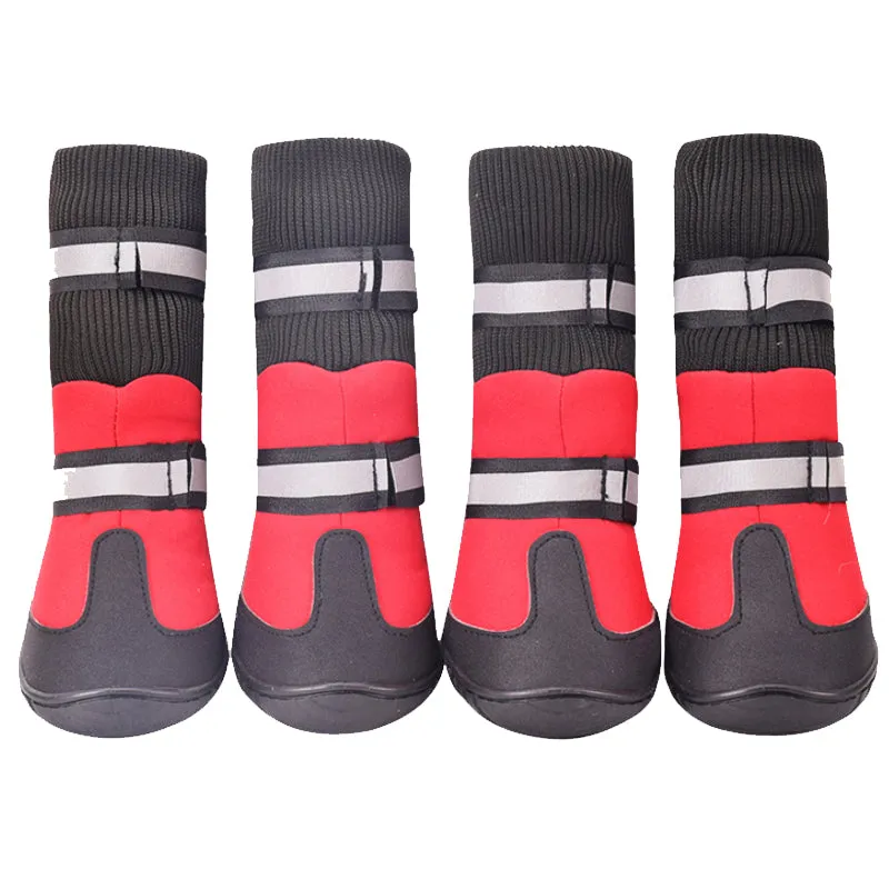 Dog Shoes WaterProof Rain Boots Socks Non-slip Rubber Shoes Red M- XL