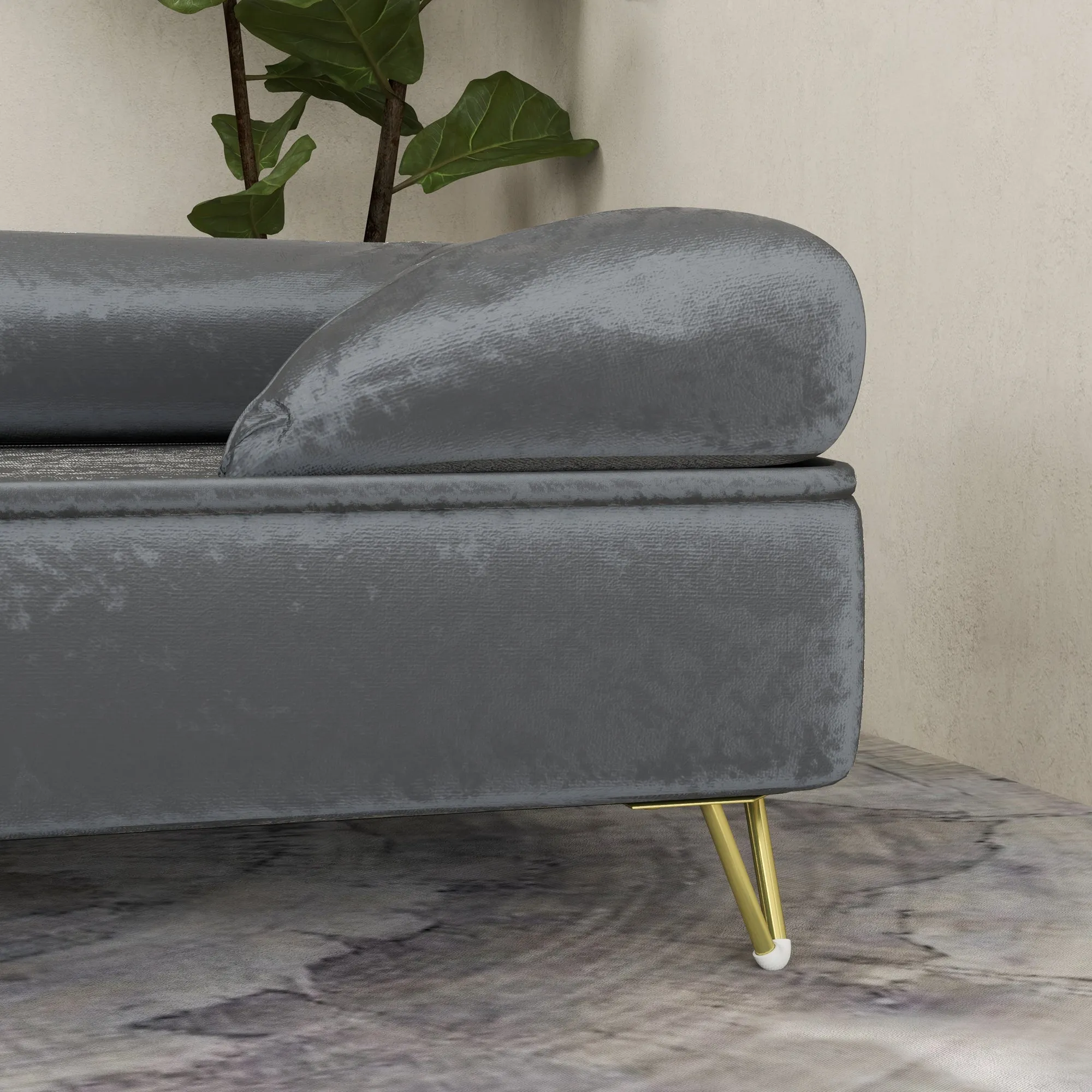 Dog Sofa Pet Couch w/ Removable Backrest Cushion Washable Cover - Grey