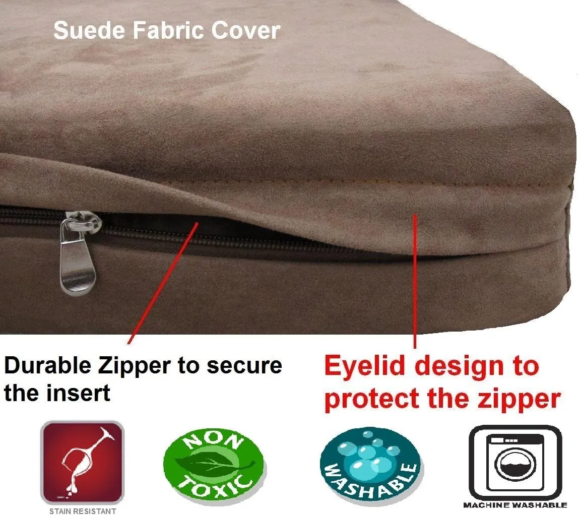 Dogbed4less DIY Pet Bed Pillow Brown Microsuede Duvet Cover and Waterproof Internal case for Dog at 55X37X4 Inch - Covers only