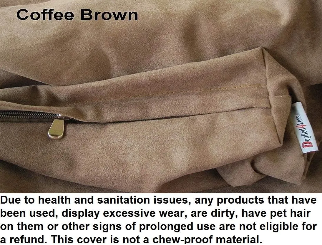 Dogbed4less DIY Pet Bed Pillow Brown Microsuede Duvet Cover and Waterproof Internal case for Dog at 55X37X4 Inch - Covers only