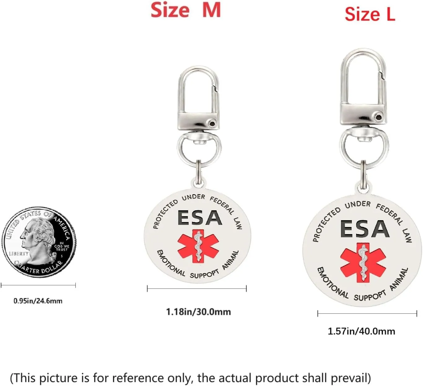 Emotional Support Dog tag, ESA ID Tag Easily Attach to Vest, Collar, Harness (Medium-1.18inch)