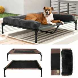 Extra Large Cooling Elevated Dog Bed with Bolster - Raised Pet Cot Lounger for Indoor & Outdoor Use - Waterproof & Cooling Design
