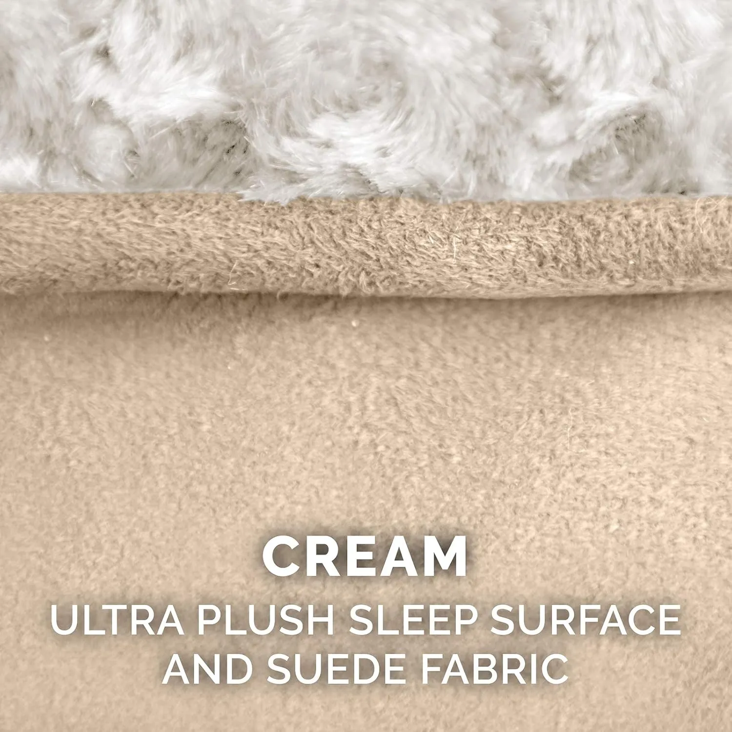 Furhaven Memory Foam Dog Bed for Medium/Small Dogs w/ Removable Washable Cover, For Dogs Up to 23 lbs - Ultra Plush Faux Fur & Suede Luxe Lounger Contour Mattress - Cream, Medium