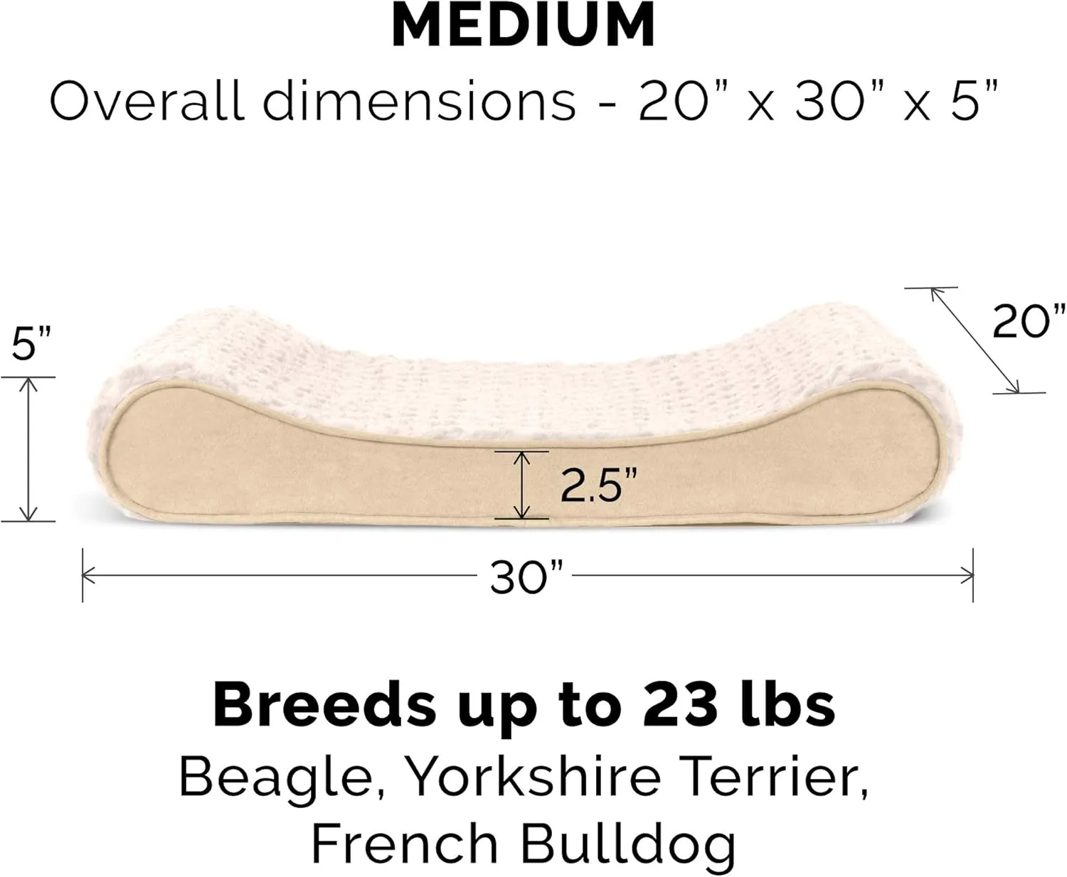 Furhaven Memory Foam Dog Bed for Medium/Small Dogs w/ Removable Washable Cover, For Dogs Up to 23 lbs - Ultra Plush Faux Fur & Suede Luxe Lounger Contour Mattress - Cream, Medium