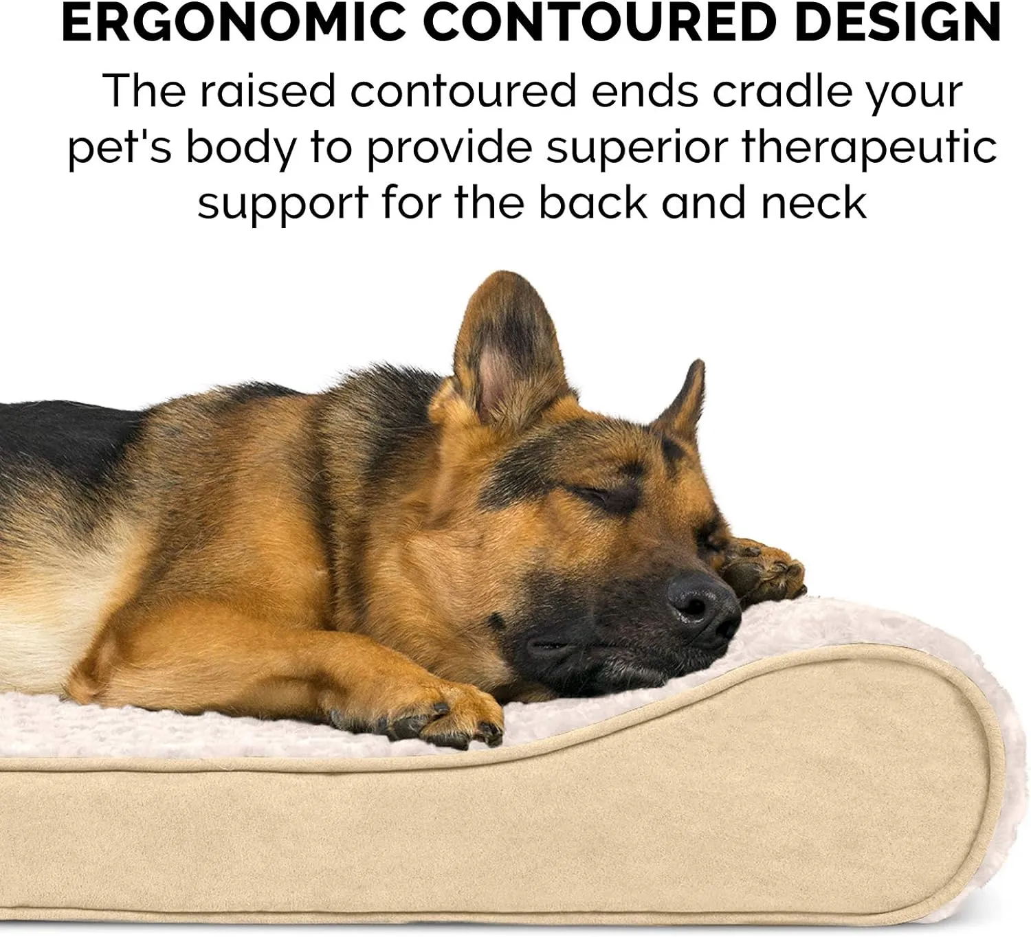 Furhaven Memory Foam Dog Bed for Medium/Small Dogs w/ Removable Washable Cover, For Dogs Up to 23 lbs - Ultra Plush Faux Fur & Suede Luxe Lounger Contour Mattress - Cream, Medium