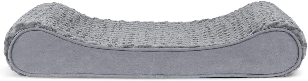 Furhaven Orthopedic Dog Bed for Medium/Small Dogs w/ Removable Washable Cover, For Dogs Up to 23 lbs - Ultra Plush Faux Fur & Suede Luxe Lounger Contour Mattress - Gray, Medium