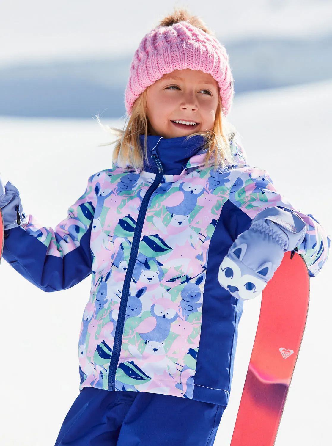 Girls 2-7 Snowy Tale Technical Snow Jacket - Bright White Mountains Locals