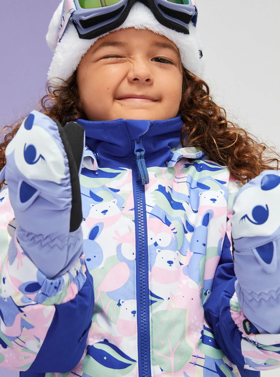 Girls 2-7 Snowy Tale Technical Snow Jacket - Bright White Mountains Locals