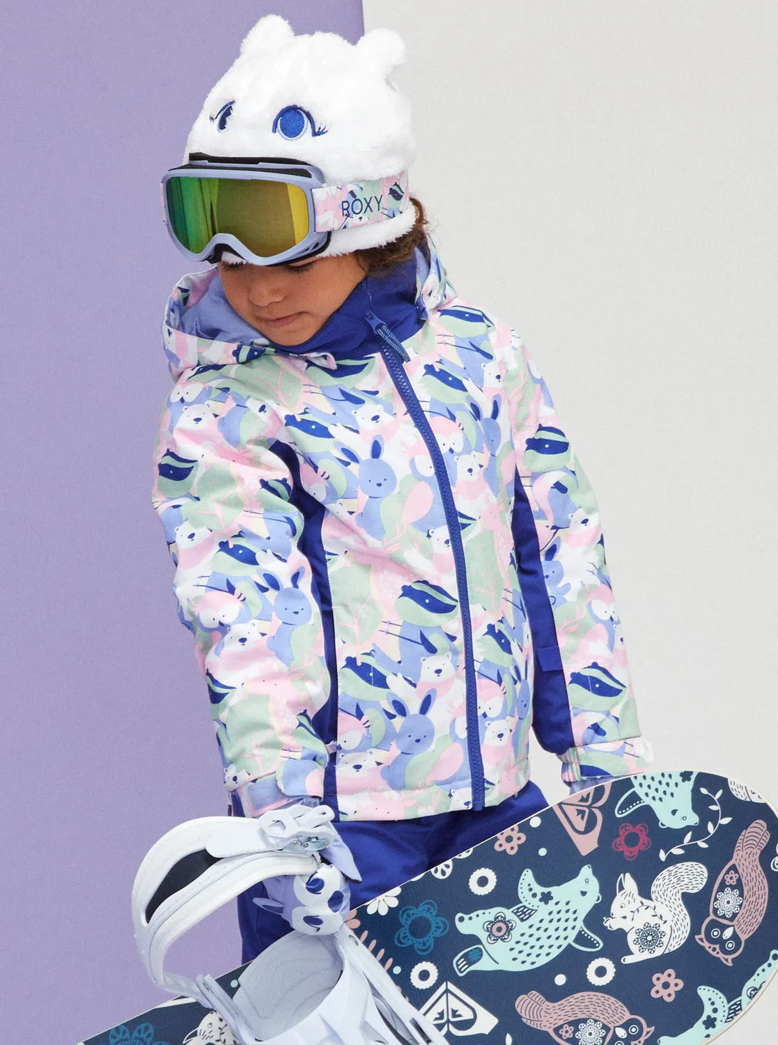 Girls 2-7 Snowy Tale Technical Snow Jacket - Bright White Mountains Locals