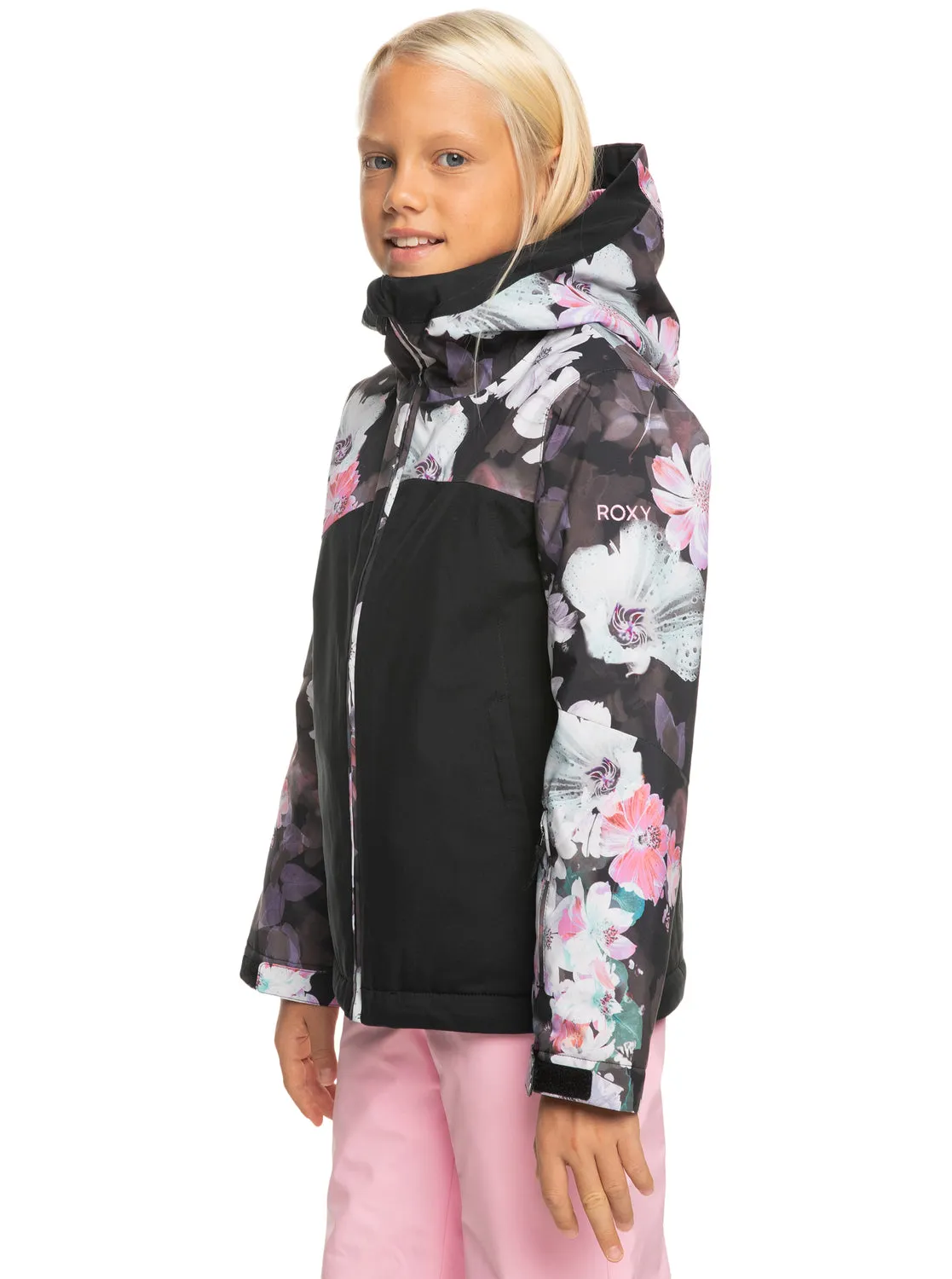 Girls 4-16 Greywood Technical Snow Jacket - True Black Blurry Flower