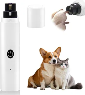 Groom Pro Nail Grinder, Rechargeable USB Electric Pet Nail Trimmers, Silent Charging Pet Paws Clippers, Quiet Puppy Nail File Smoothing Tool for Small Medium Large Dogs Cats (White*3)