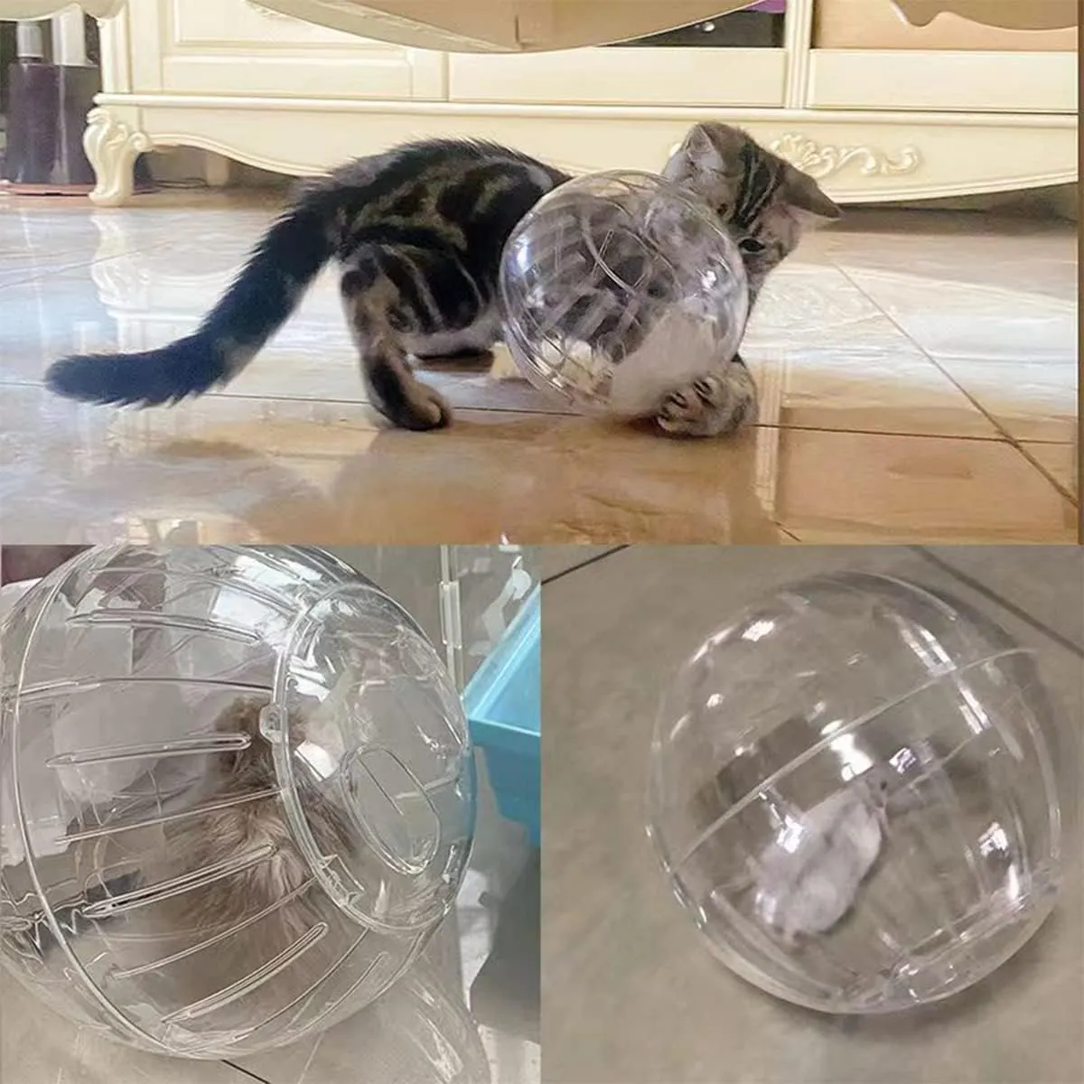 Hamster Exercise Ball Silent Hamster Wheel Small Animals Transparent Ball for Dwar Rat Relieves Boredom and Increases Activity (6inch with Stand, Clear)