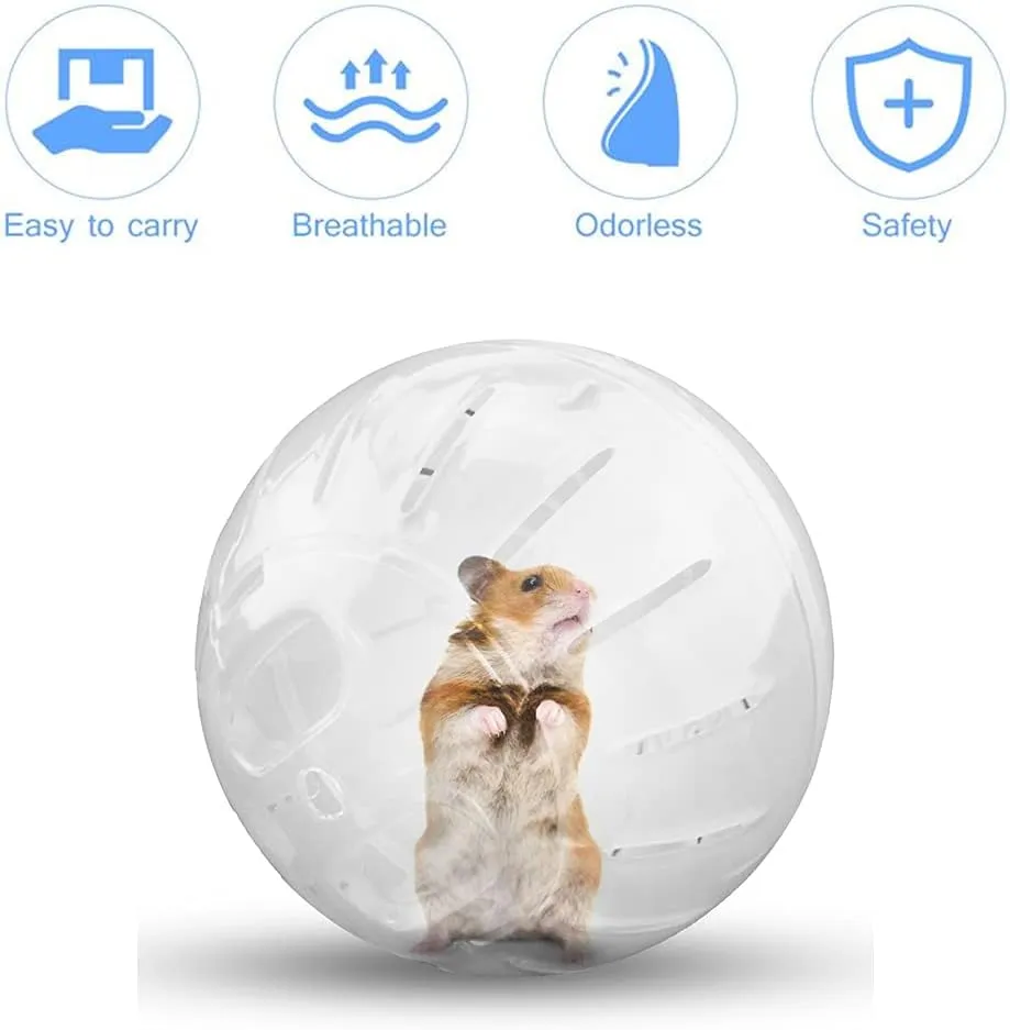Hamster Exercise Ball Silent Hamster Wheel Small Animals Transparent Ball for Dwar Rat Relieves Boredom and Increases Activity (6inch with Stand, Clear)