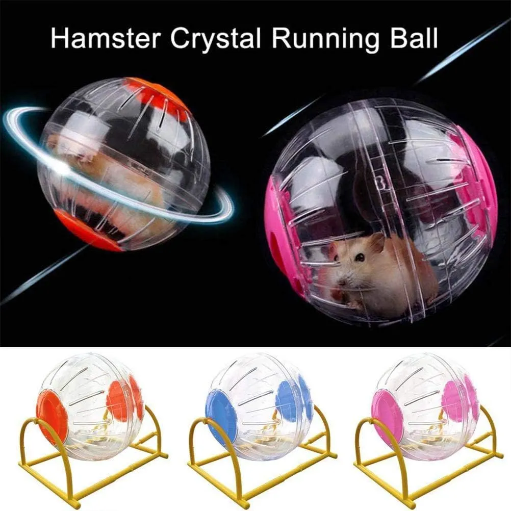 Hamster Exercise Ball Silent Hamster Wheel Small Animals Transparent Ball for Dwar Rat Relieves Boredom and Increases Activity (6inch with Stand, Clear)