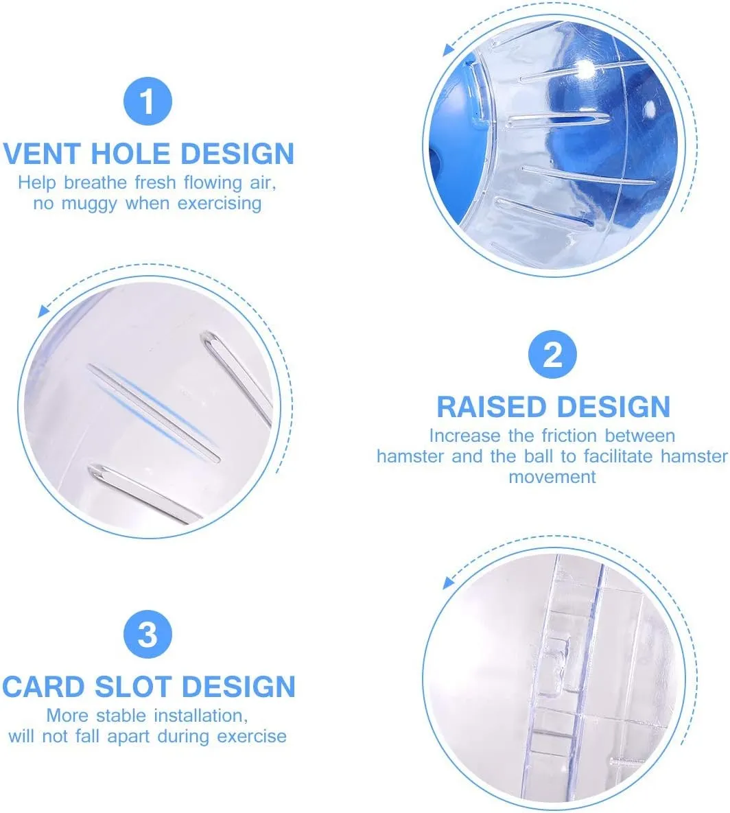 Hamster Exercise Ball Silent Hamster Wheel Small Animals Transparent Ball for Dwar Rat Relieves Boredom and Increases Activity (6inch with Stand, Clear)