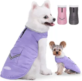 iBuddy Dog Winter Coats with Fleece Vest,Waterproof Warm Dog Snow Jacket Windproof, Reflective Adjustable Pet Dogs Cold Winter Coat for Small Dogs Girl Boy