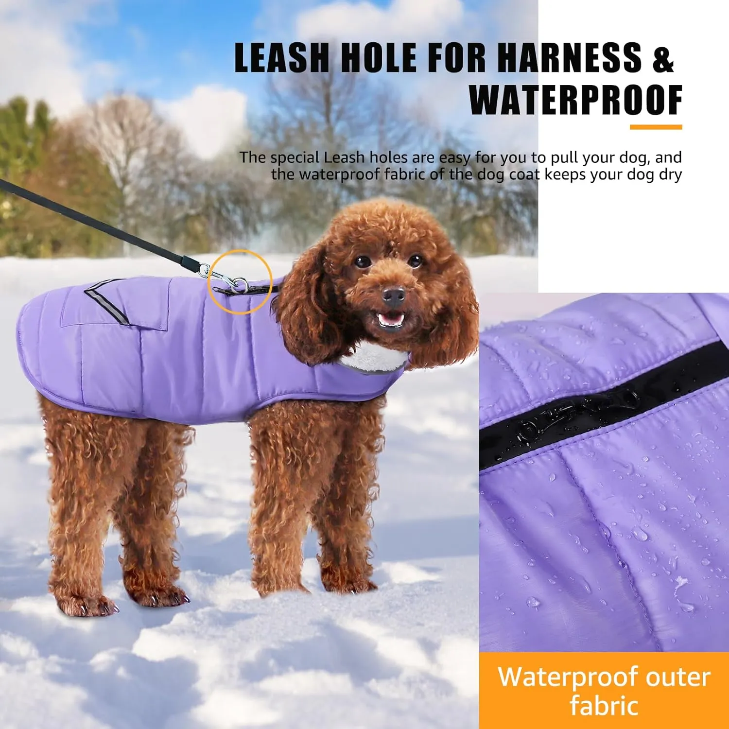 iBuddy Dog Winter Coats with Fleece Vest,Waterproof Warm Dog Snow Jacket Windproof, Reflective Adjustable Pet Dogs Cold Winter Coat for Small Dogs Girl Boy
