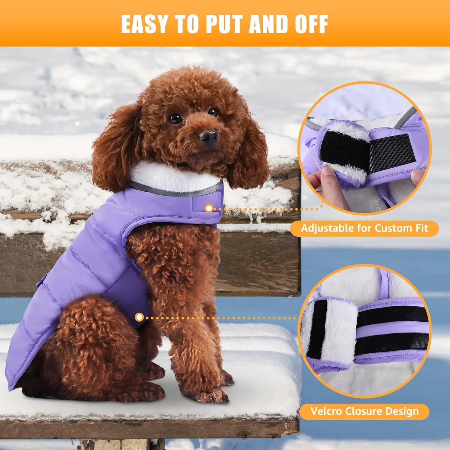iBuddy Dog Winter Coats with Fleece Vest,Waterproof Warm Dog Snow Jacket Windproof, Reflective Adjustable Pet Dogs Cold Winter Coat for Small Dogs Girl Boy
