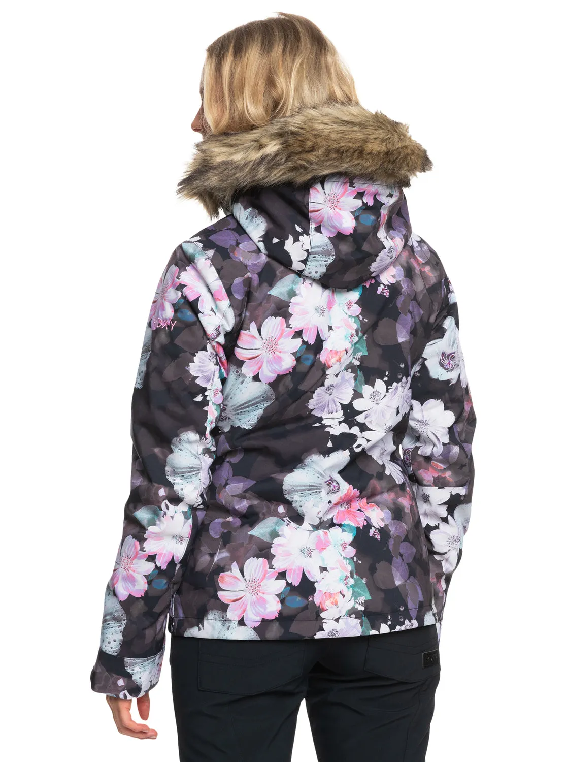 Jet Ski Technical Snow Jacket - True Black Blurry Flower